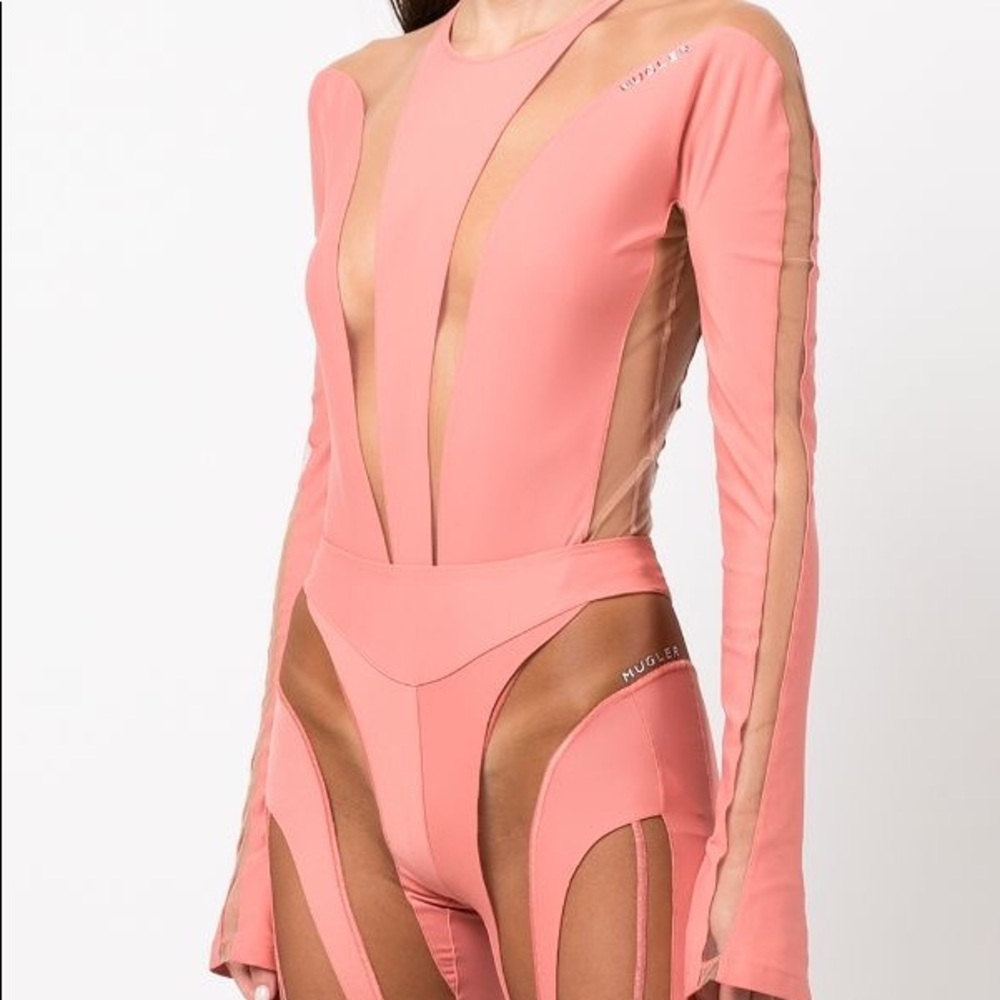 NWT Mugler x The Webster Sheer-Panel Bodysuit